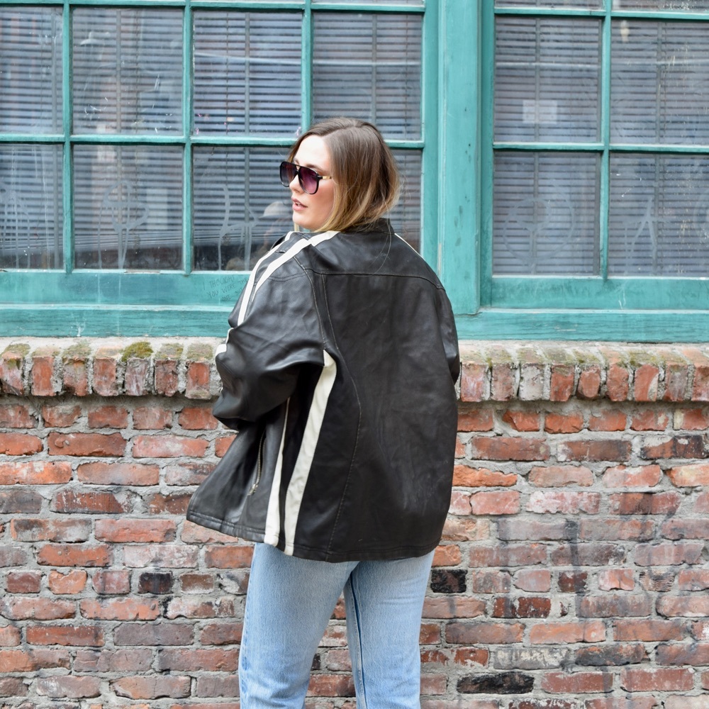 Black Vegan Leather Moto Riding Jacket